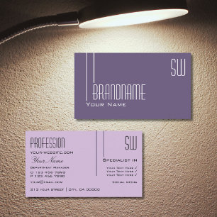 Stilvolle Lila Lilac mit Initials Beruflich Visitenkarte