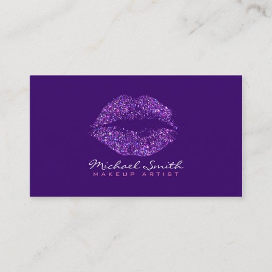 Stilvolle Lila Lips Makeup Artist #12 Visitenkarte (Vorderseite)