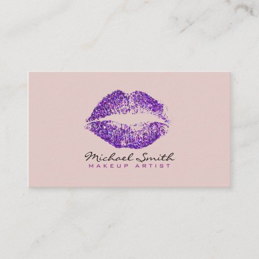 Stilvolle Lila Lips Makeup Artist #4 Visitenkarte (Vorderseite)