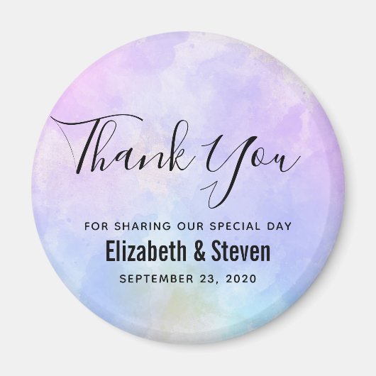 Stilvolle Lila Pink Blue Watercolor Hochzeit Magnet (Vorne)