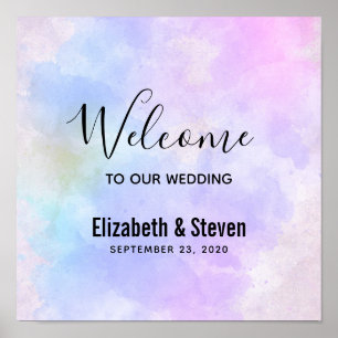 Stilvolle Lila Pink Blue Watercolor Hochzeit Poster