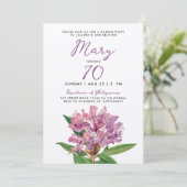 Stilvolle Lila Rhododendron Garden Blume 70. Einladung (Stehend Vorderseite)