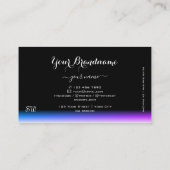 Stilvolle Lila Schwarz-Blau-Gradient mit Monogram Visitenkarte (Rückseite)