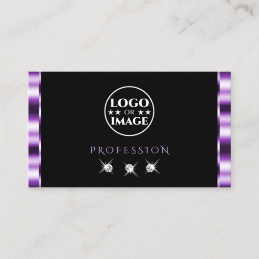 Stilvolle Lila schwarze Sparkling-Diamanten mit Lo Visitenkarte (Vorderseite)