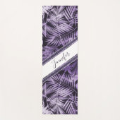 Stilvolle lila tropische Blätter Glitzer mit Namen Yogamatte (Vorderseite)