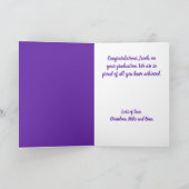 Stilvolle Lila- und Gold-Abschluss-Karte Karte (Innenseite)