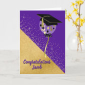 Stilvolle Lila- und Gold-Abschluss-Karte Karte (Gelbe Blume)