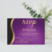 Stilvolle Lila und Gold UAWG RSVP Karte (Stehend Vorderseite)