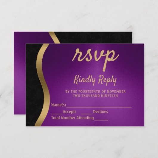 Stilvolle Lila und Gold UAWG RSVP Karte (Vorne/Hinten)
