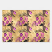 Stilvolle Lila und goldene Leoparden- und Frauensa Geschenkpapier Set (Vorderseite 3)