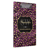 Stilvolle Lila- und Goldleoparden-Monogramm Klemmbrett (Rechts)