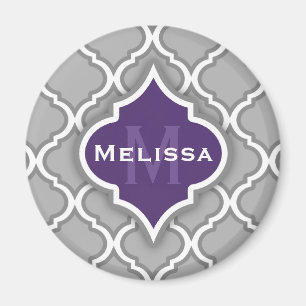 Stilvolle Lila und graumarokkanische Fliesenmuster Magnet
