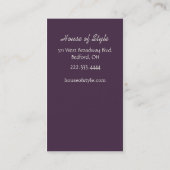 Stilvolle lila und grüne Damast-Geschäfts-Karte Visitenkarte (Rückseite)