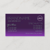 Stilvolle Lila und grüne Spiegelbriefe mit Logo Visitenkarte (Rückseite)