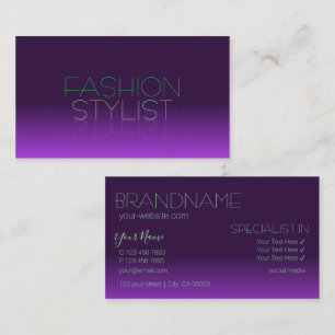 Stilvolle Lila und grüne Spiegelbriefe Moderne Visitenkarte