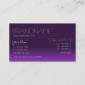 Stilvolle Lila und grüne Spiegelbriefe Moderne Visitenkarte (Rückseite)