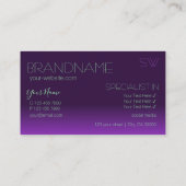 Stilvolle Lila und grüne Spiegelbriefe Monogram Visitenkarte (Rückseite)