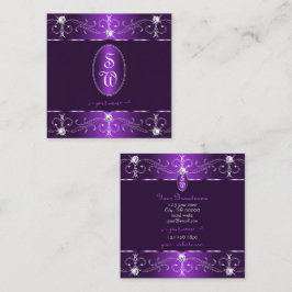 Stilvolle Lila und Lilac Verziert Ornaments Monogr Quadratische Visitenkarte