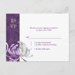 Stilvolle Lila und weiße Blütenhochzeit RSVP Einladungspostkarte