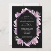 Stilvolle Lila Watercolor Magnolias Wedding Einladung (Vorderseite)