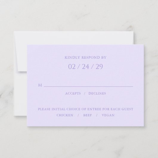 Stilvolle Lilac Moderne Hochzeit RSVP Karte (Vorderseite)