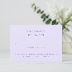Stilvolle Lilac Moderne Hochzeit RSVP Karte
