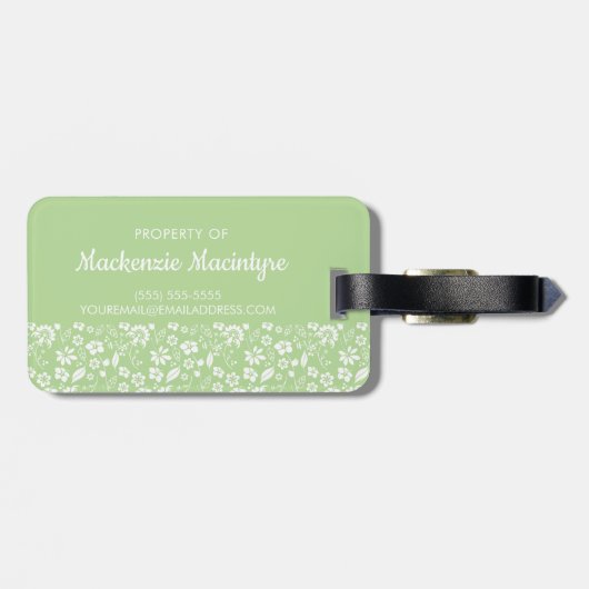 Stilvolle Limettengrün Tropische Frühlingsblumen Gepäckanhänger (Rückseite horizontal)