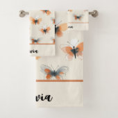 Stilvolle Linie Art Butterflies Badhandtuch Set (Insitu)