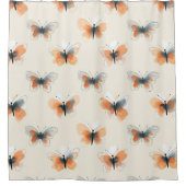 Stilvolle Linie Art Butterflies Duschvorhang (Vorderseite)