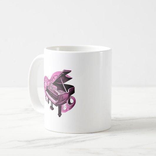 Stilvolle Linie Art Pink Piano Kaffeetasse (Vorderseite Links)