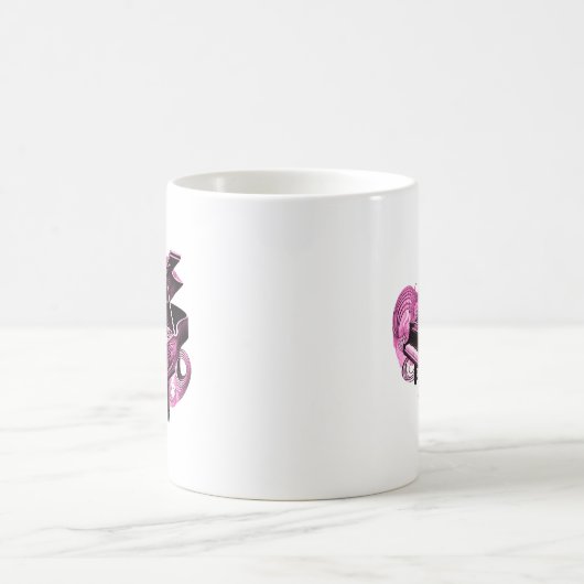 Stilvolle Linie Art Pink Piano Kaffeetasse (Mittel)