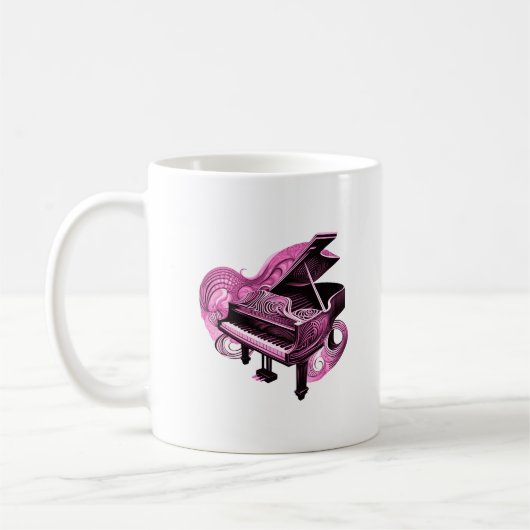 Stilvolle Linie Art Pink Piano Kaffeetasse (Links)