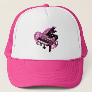 Stilvolle Linie Art Pink Piano Truckerkappe