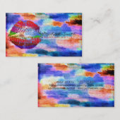 Stilvolle Lippen Makeup Artist Farbenfroh Modernes Visitenkarte (Vorne/Hinten)