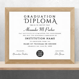 Stilvolle Logoprämie für Schwarz-weiße Klasse Poster