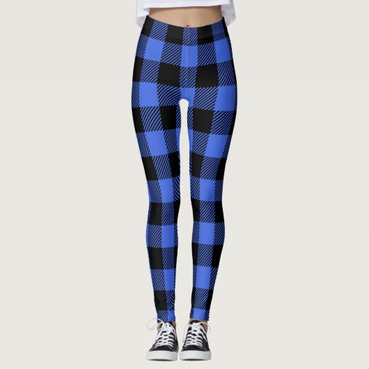 Stilvolle Lumberjack Rustic Blue Buffalo Kariert Leggings (Vorderseite)