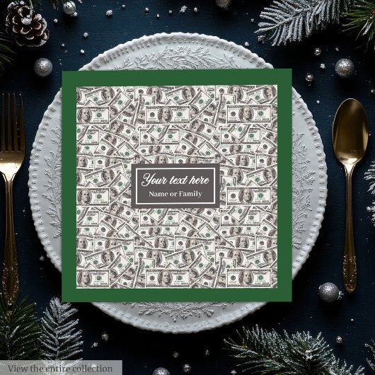 Stilvolle lustige Geschenk-Monogramm-Dollar-Muster Serviette