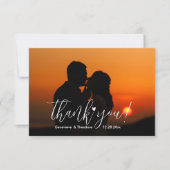 Stilvolle & lustige Liebe Herz Hochzeit Foto Chic Dankeskarte (Vorderseite)