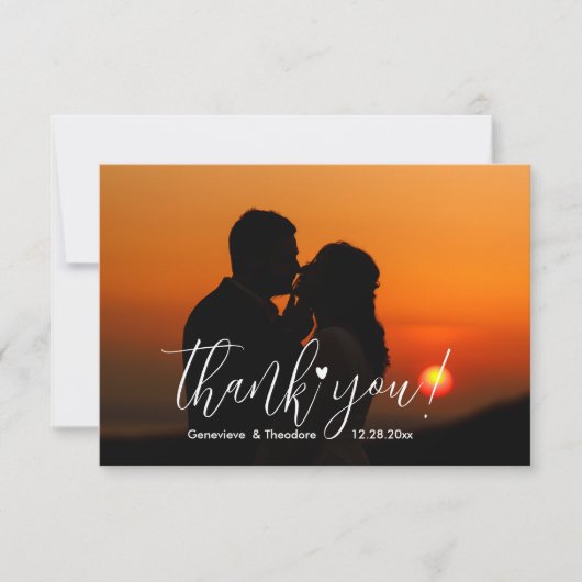 Stilvolle & lustige Liebe Herz Hochzeit Foto Chic Dankeskarte (Vorderseite)