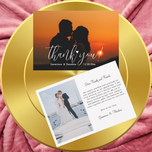 Stilvolle & lustige Liebe Herz Hochzeit Foto Chic Dankeskarte