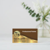 Stilvolle Luxuriöse Gold Curve Wave Painter Visitenkarte (Stehend Vorderseite)
