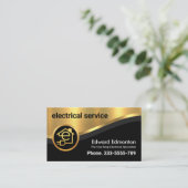 Stilvolle Luxus Gold Curve Wave Electric Visitenkarte (Stehend Vorderseite)