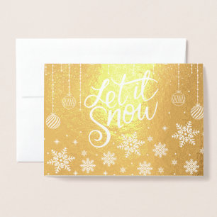 Stilvolle Luxus Gold Let It Snow Weihnachten Folienkarte