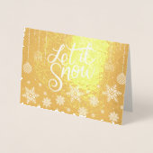 Stilvolle Luxus Gold Let It Snow Weihnachten Folienkarte (Vorderseite)