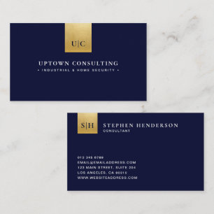 Stilvolle Luxus-Imitate Gold Foil & Navy Blue Visitenkarte