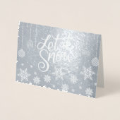 Stilvolle Luxus Silver Let It Schnee Weihnachten Folienkarte (Vorderseite)