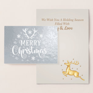 Stilvolle Luxus Silver Rentier Weihnachtsfoil Card Folienkarte