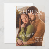 Stilvolle Magazine Cover Foto Wedding Save The Date (Vorne/Hinten)