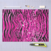 Stilvolle Magenta Pink & Black Glitzer Tiger Strei Seidenpapier (Handwerk)