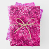 Stilvolle Magenta Pink Glitzer und Foil Glam Muste Geschenkpapier Set (Beispiel)